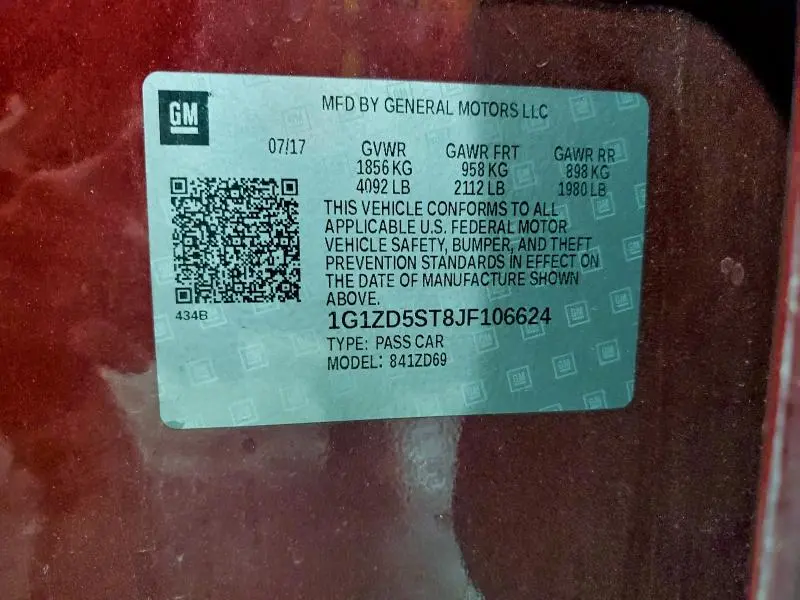 2018 CHEVROLET MALIBU LT  