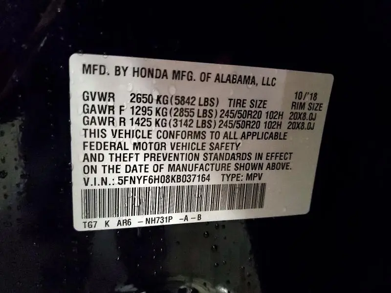 2019 HONDA PILOT ELITE  