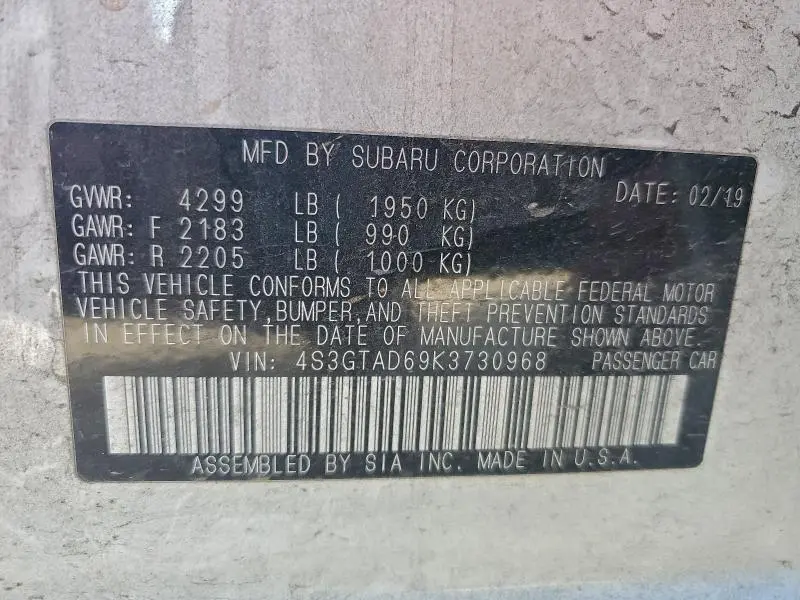 2019 SUBARU IMPREZA PREMIUM  