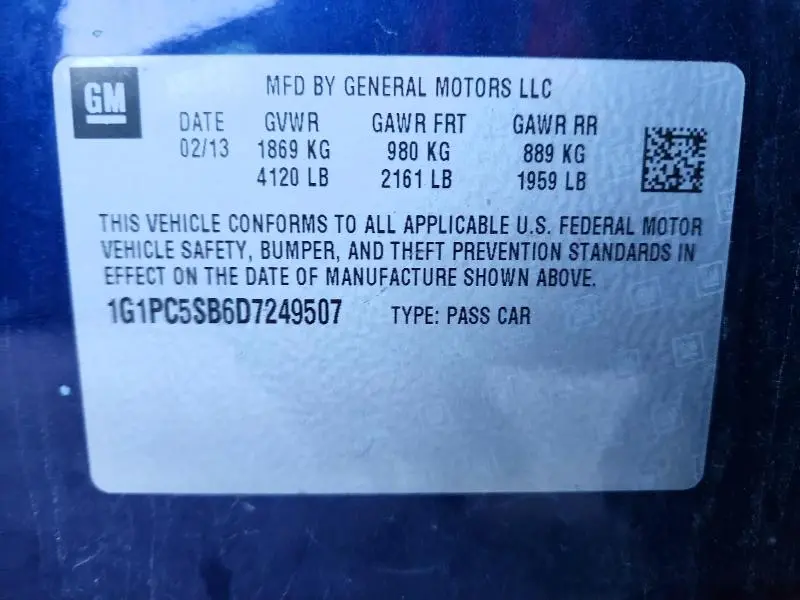 2013 CHEVROLET CRUZE LT  