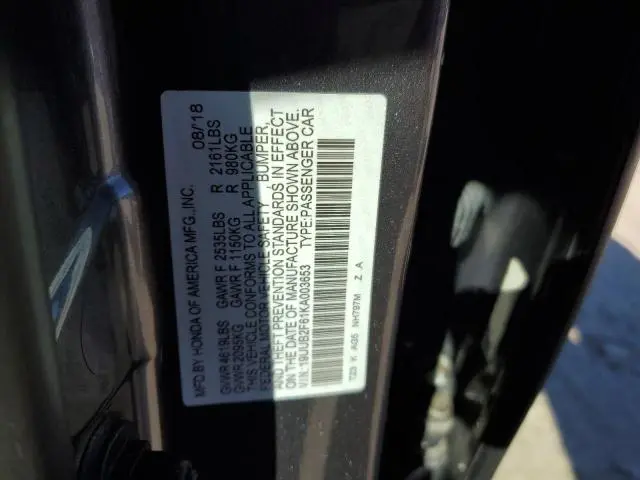 2019 ACURA TLX TECHNOLOGY  