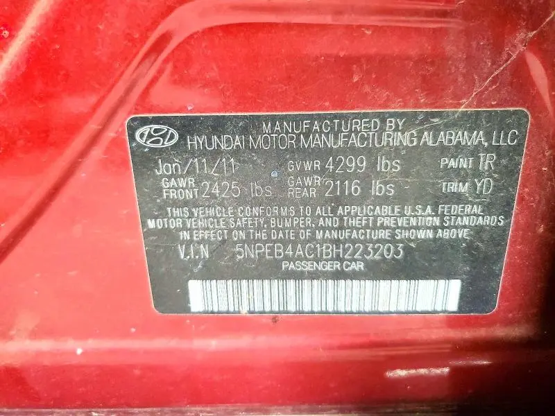 2011 HYUNDAI SONATA GLS  