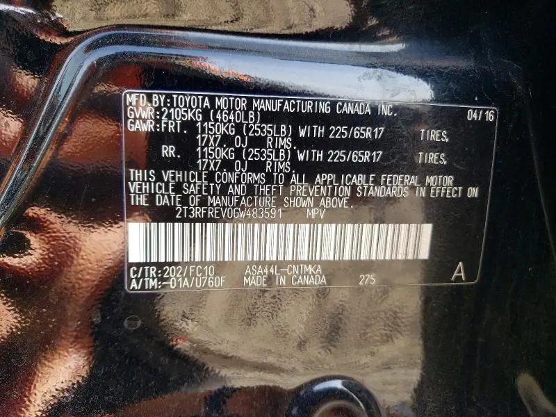 2016 TOYOTA RAV4 XLE  