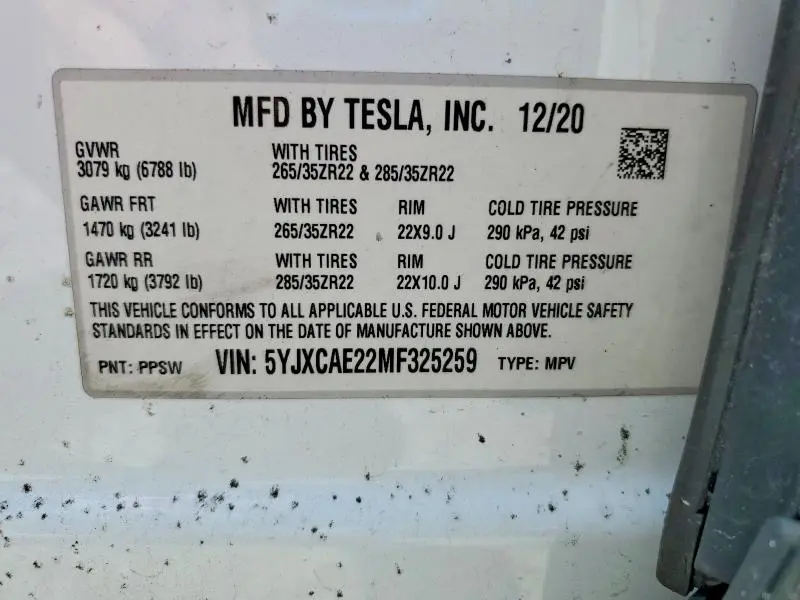2021 TESLA MODEL X   