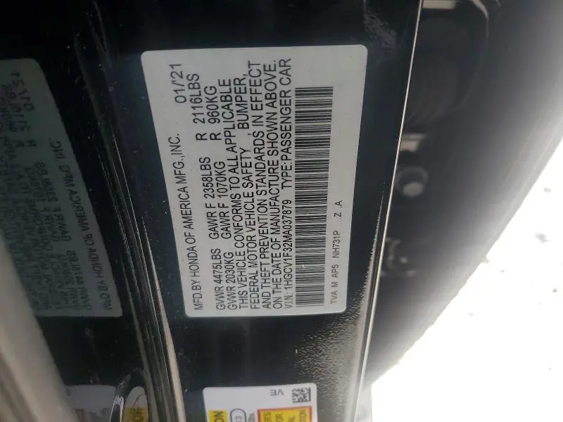 2021 HONDA ACCORD SPORT  