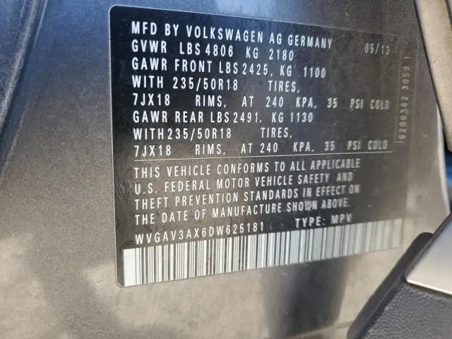 2013 VOLKSWAGEN TIGUAN S  