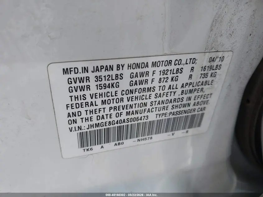 2010 HONDA FIT SPORT