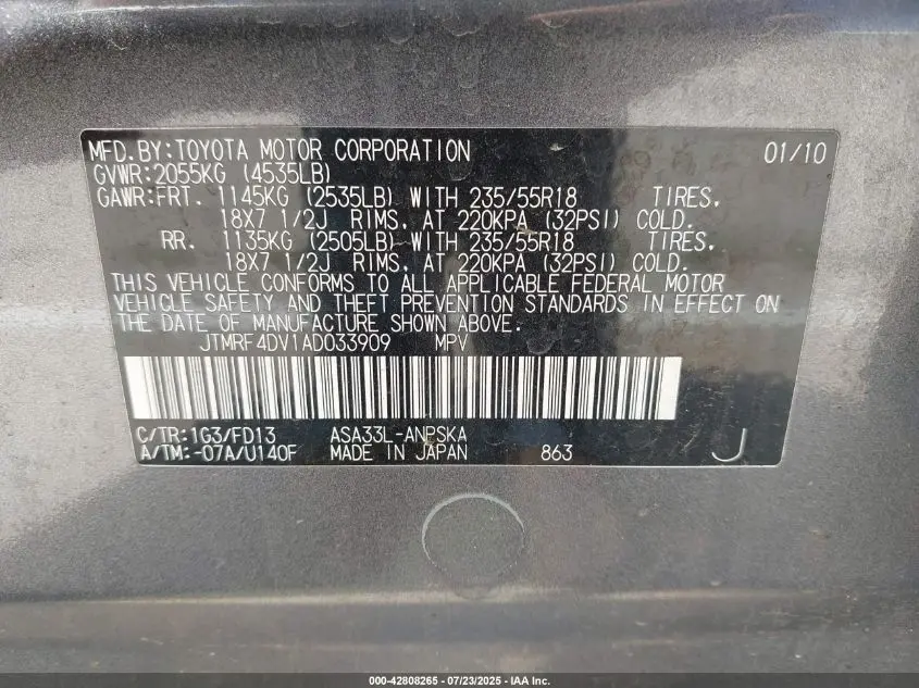 2010 TOYOTA RAV4 SPORT