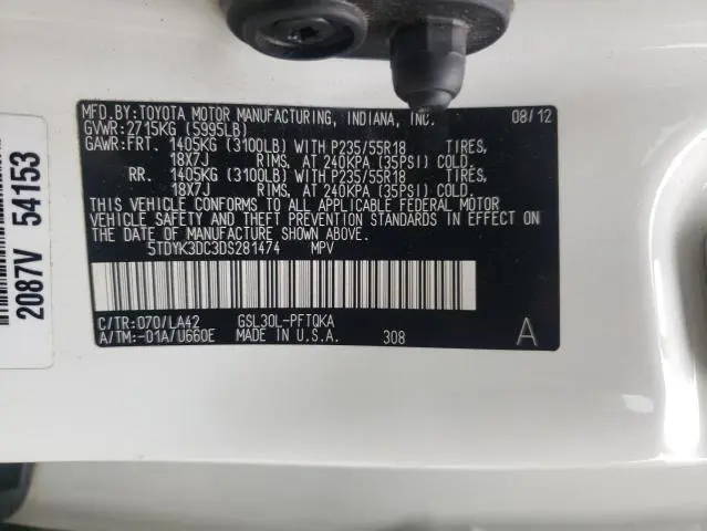 2013 TOYOTA SIENNA XLE  