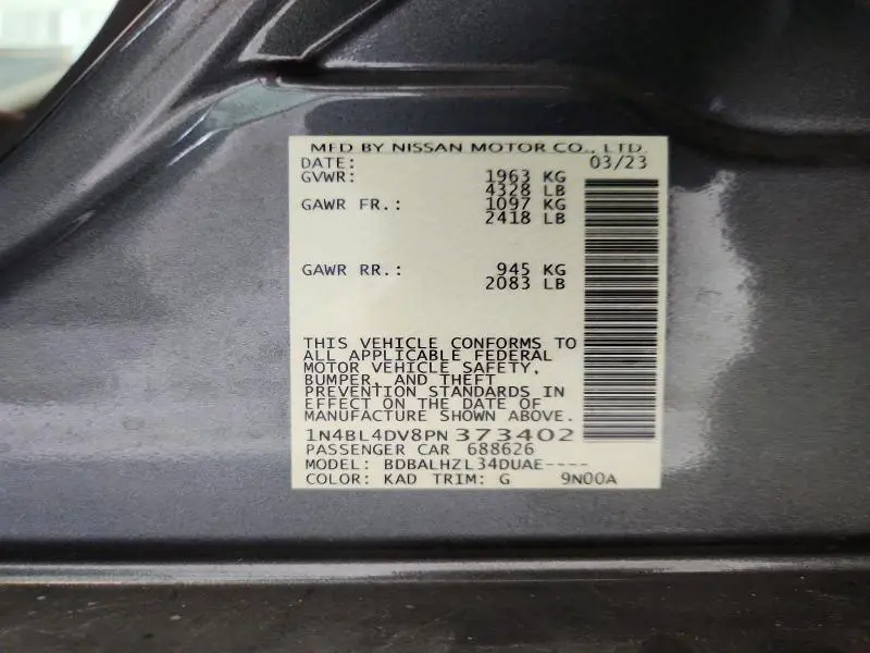 2023 NISSAN ALTIMA SV  