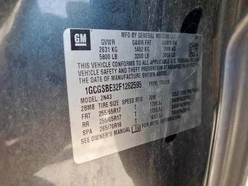 2015 CHEVROLET COLORADO LT  