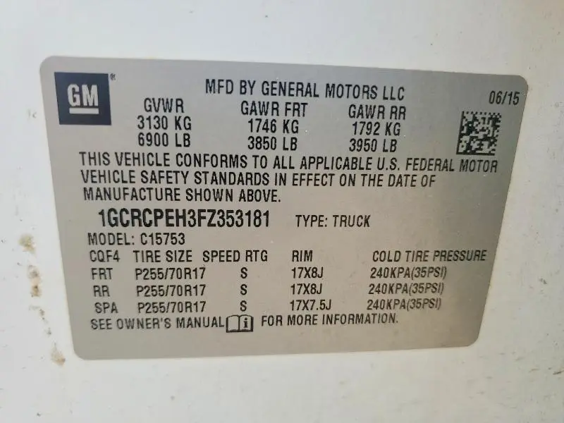 2015 CHEVROLET SILVERADO C1500  