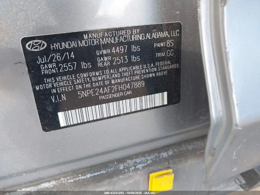 2015 HYUNDAI SONATA SE