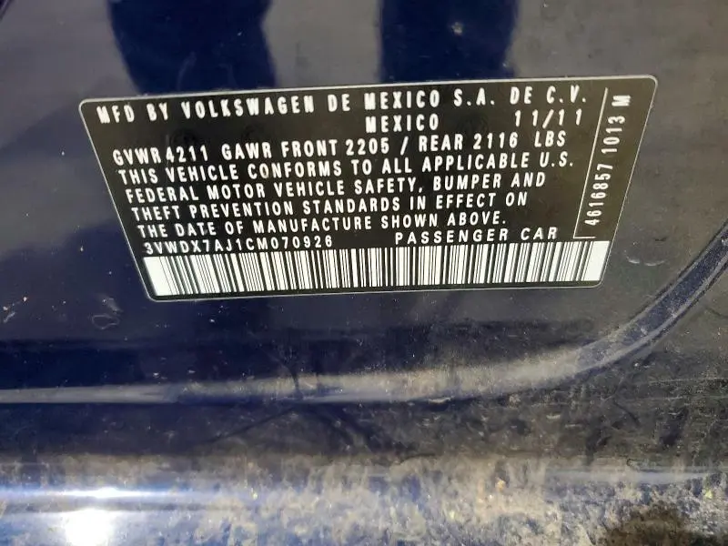 2012 VOLKSWAGEN JETTA SE  