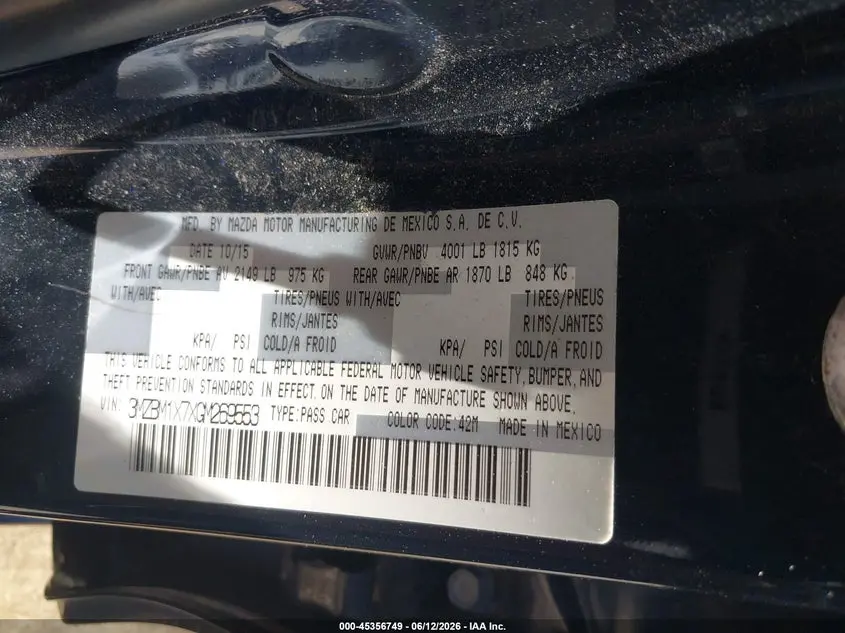 2016 MAZDA MAZDA3 I GRAND TOURING