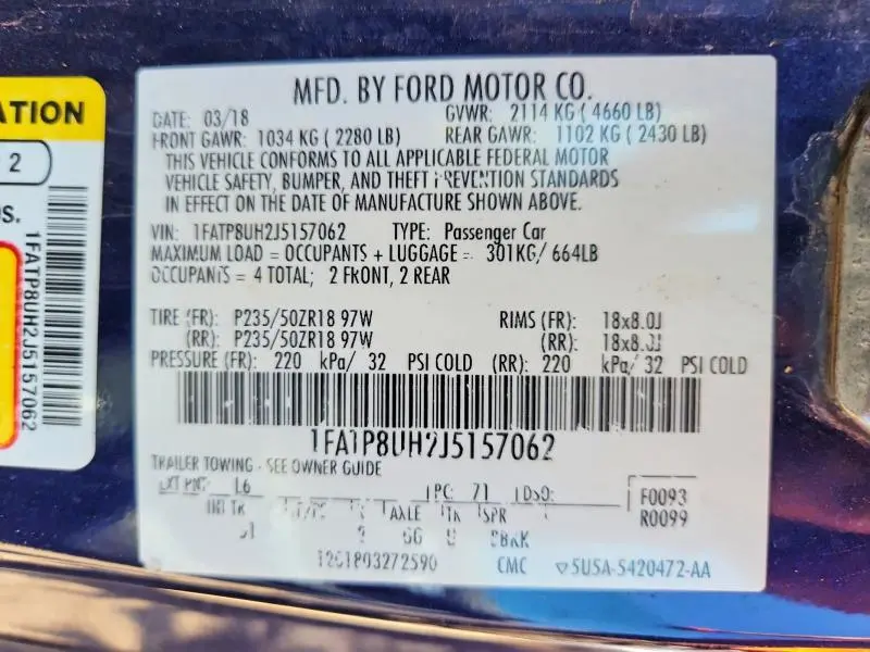 2018 FORD MUSTANG   