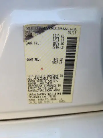 2015 NISSAN ALTIMA 2.5