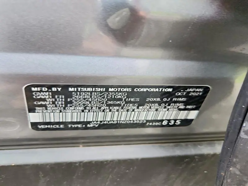 2022 MITSUBISHI OUTLANDER SE  