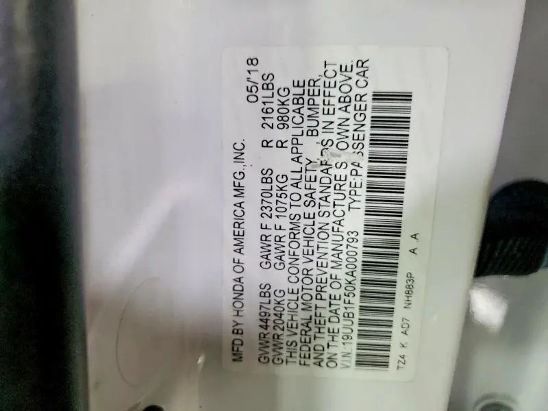 2019 ACURA TLX TECHNOLOGY  