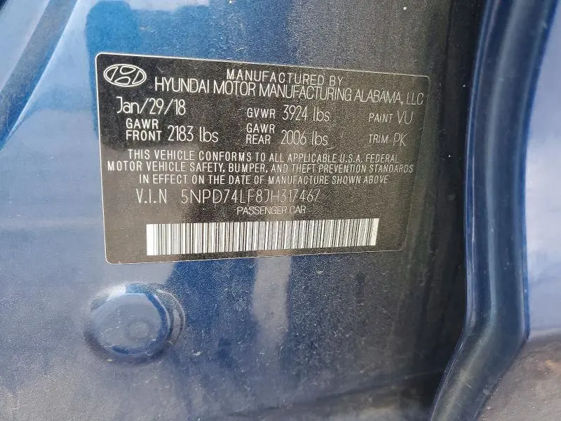 2018 HYUNDAI ELANTRA SE  