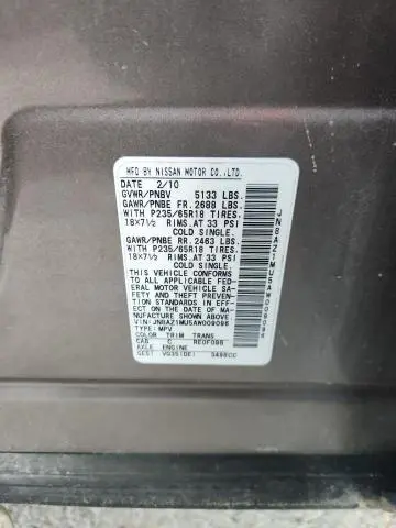 2010 NISSAN MURANO S  