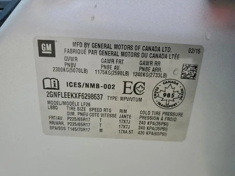 2015 CHEVROLET EQUINOX LS  