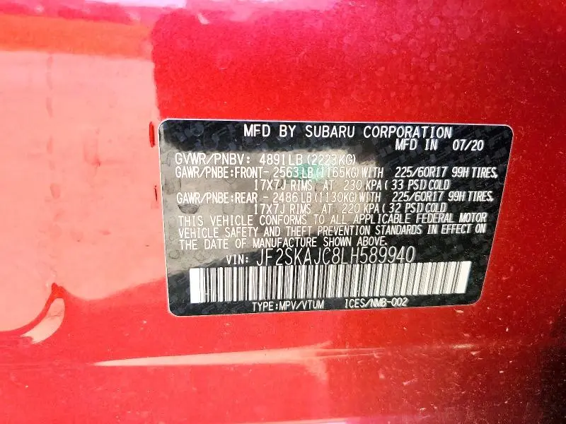 2020 SUBARU FORESTER PREMIUM  
