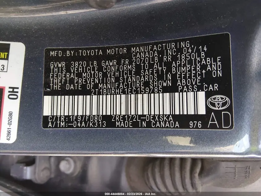 2014 TOYOTA COROLLA S PLUS