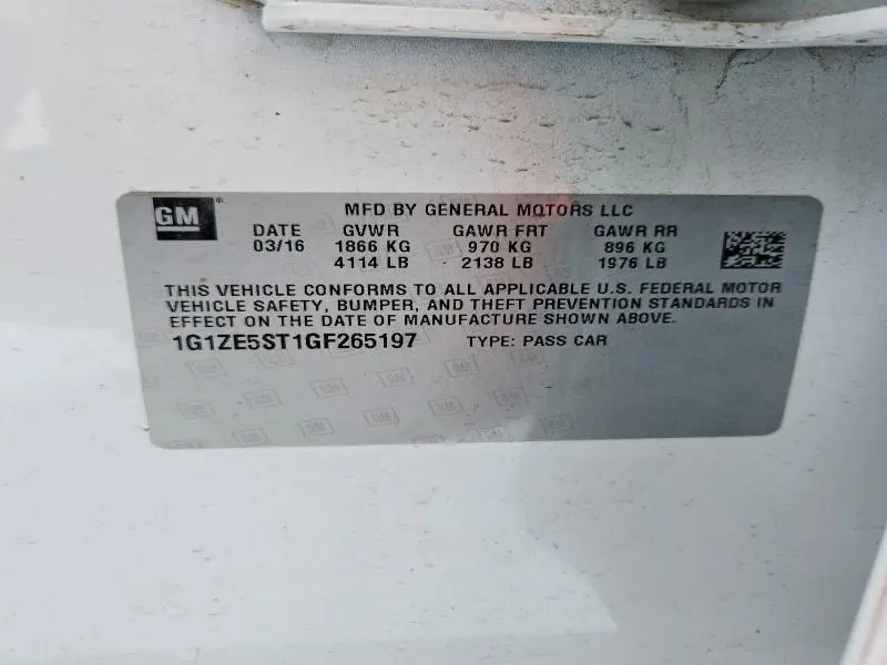 2016 CHEVROLET MALIBU   