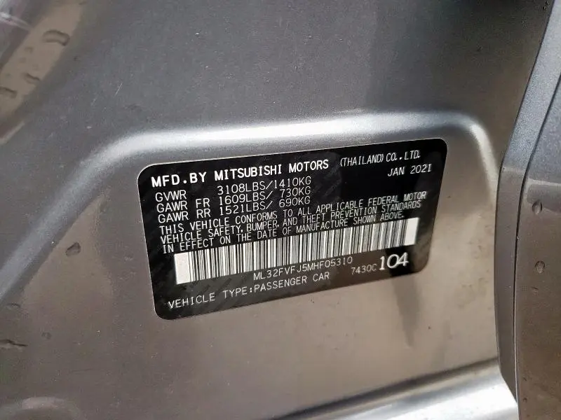 2021 MITSUBISHI MIRAGE G4 SE