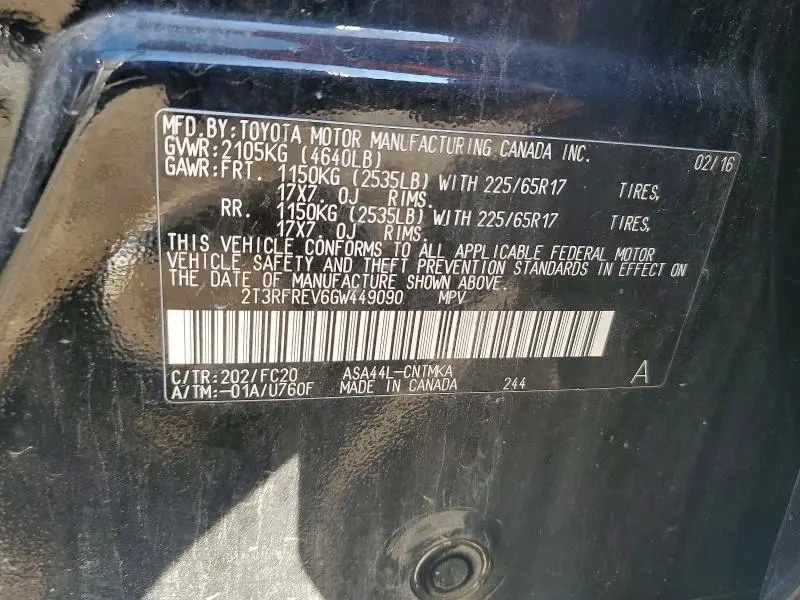 2016 TOYOTA RAV4 XLE  