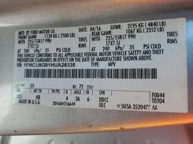 2017 FORD ESCAPE SE  