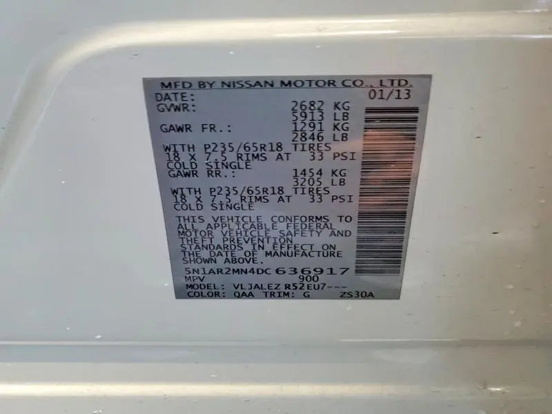 2013 NISSAN PATHFINDER S  