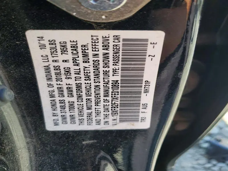 2015 HONDA CIVIC SE  