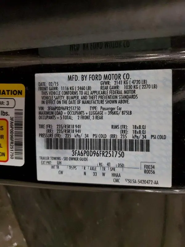 2015 FORD FUSION TITANIUM  