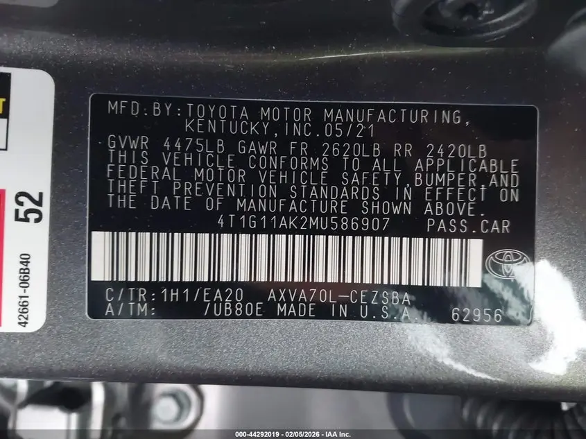 2021 TOYOTA CAMRY SE