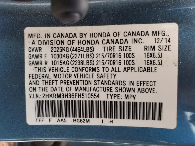 2015 HONDA CR-V LX  