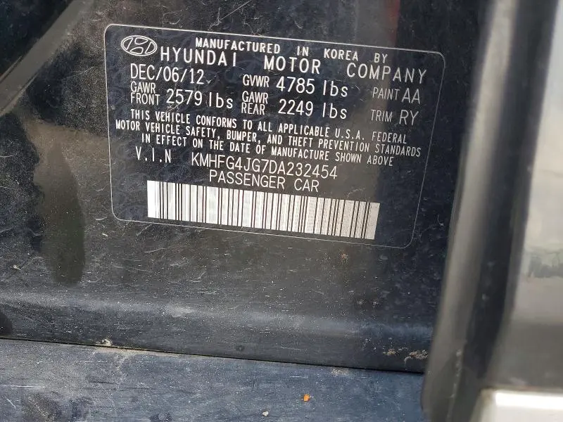 2013 HYUNDAI AZERA BASE  