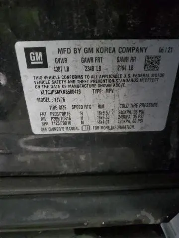 2022 CHEVROLET TRAX 1LT  