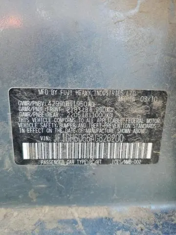 2010 SUBARU IMPREZA OUTBACK SPORT  