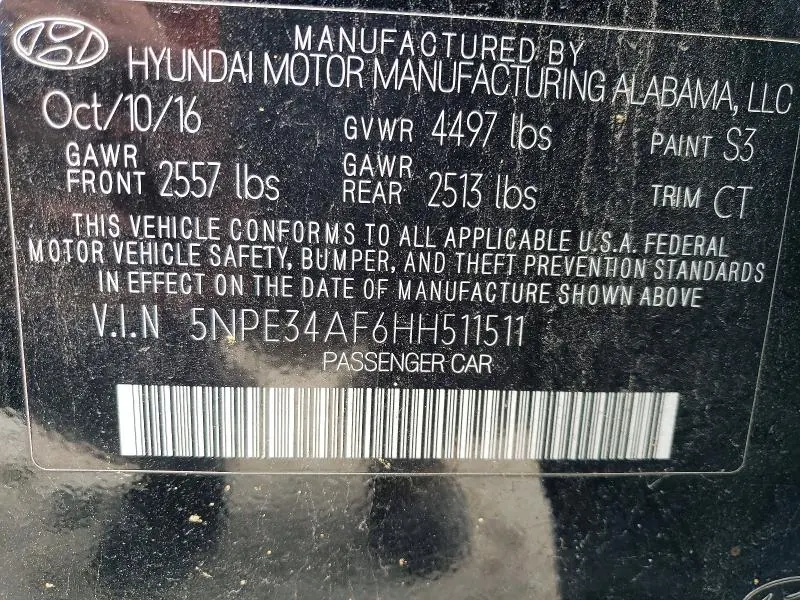 2017 HYUNDAI SONATA SPORT  