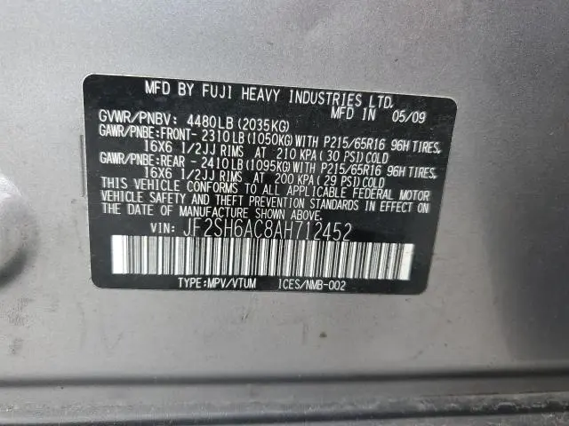 2010 SUBARU FORESTER 2.5X  