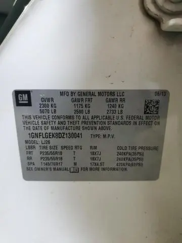 2013 CHEVROLET EQUINOX LTZ  