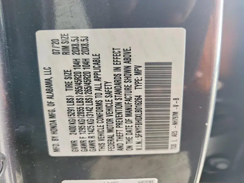 2020 HONDA PASSPORT ELITE  