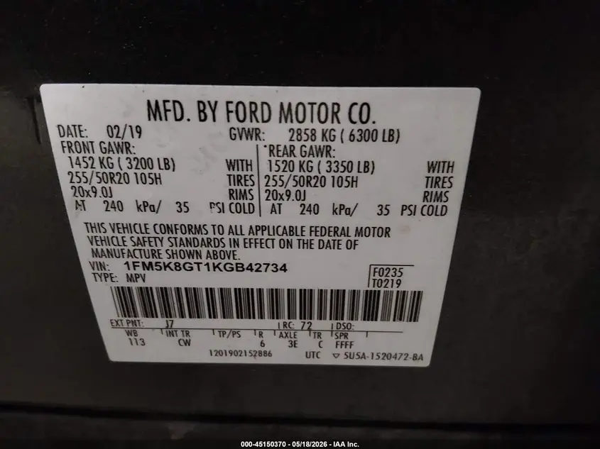 2019 FORD EXPLORER SPORT