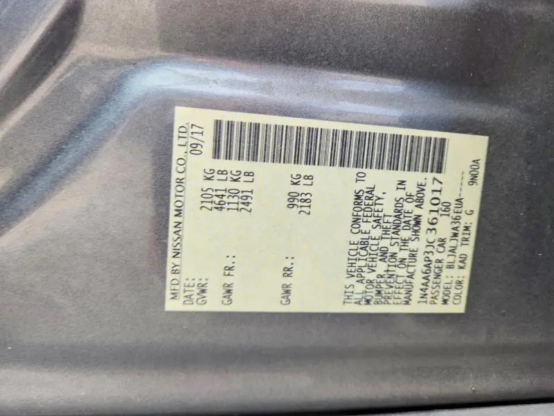2018 NISSAN MAXIMA 3.5 SV  