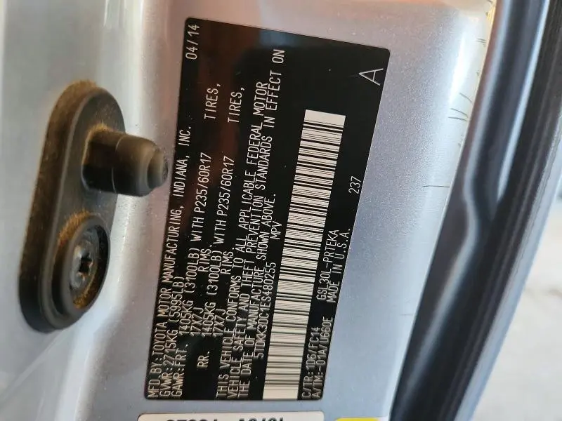 2014 TOYOTA SIENNA LE  