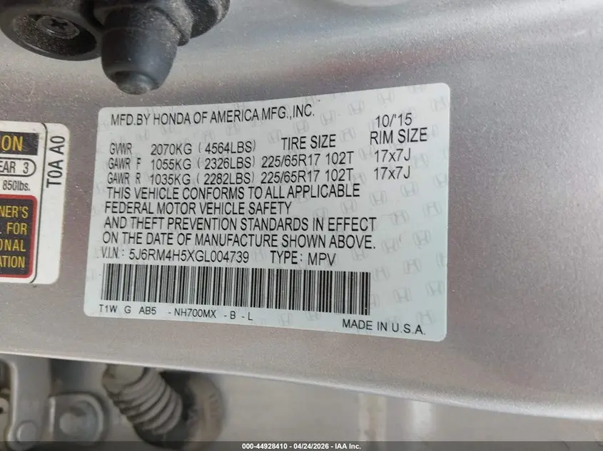 2016 HONDA CR-V EX