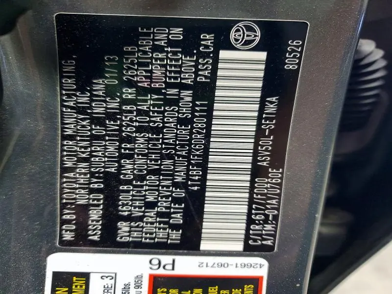 2013 TOYOTA CAMRY LE  