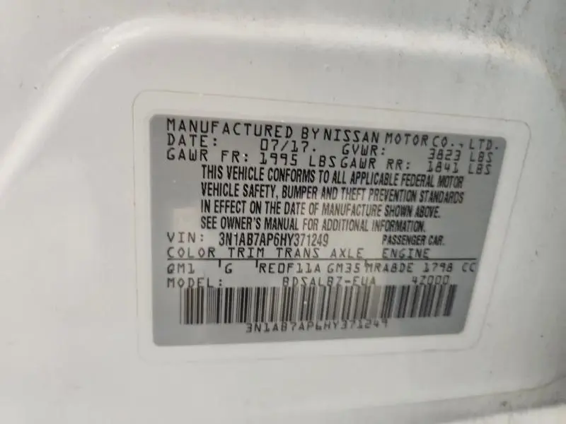 2017 NISSAN SENTRA S  